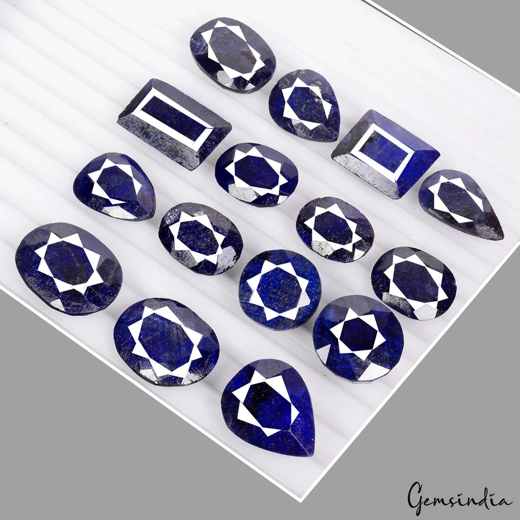 15 Pcs Natural Blue Sapphire Mix Cut Loose Faceted 20-30mm Gemstones Lot~ 640 Ct