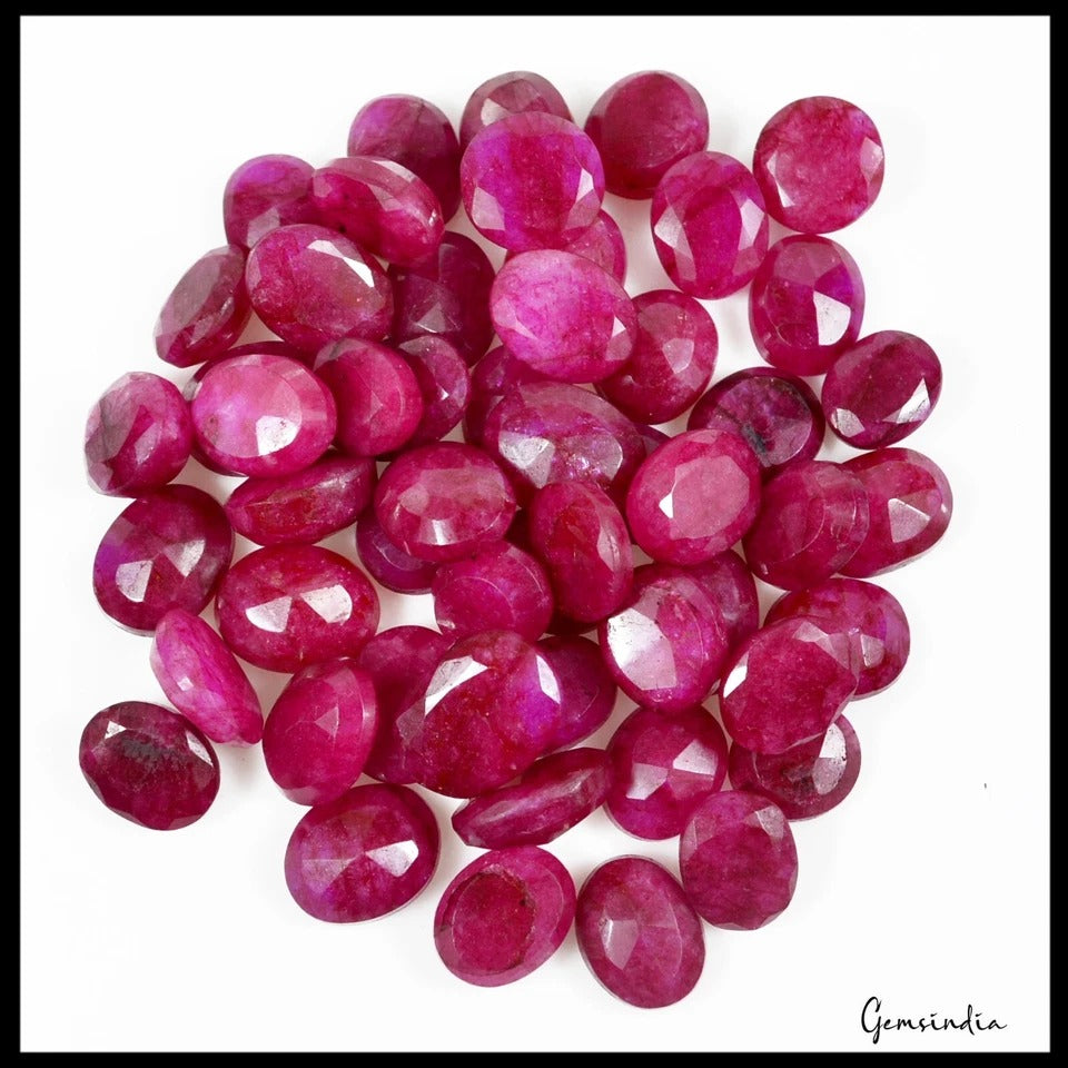 Bixbite Lot, Loose Gemstone, Color Enhanced, Red — 53 Pieces, 13mm to 16mm, 500 Ct