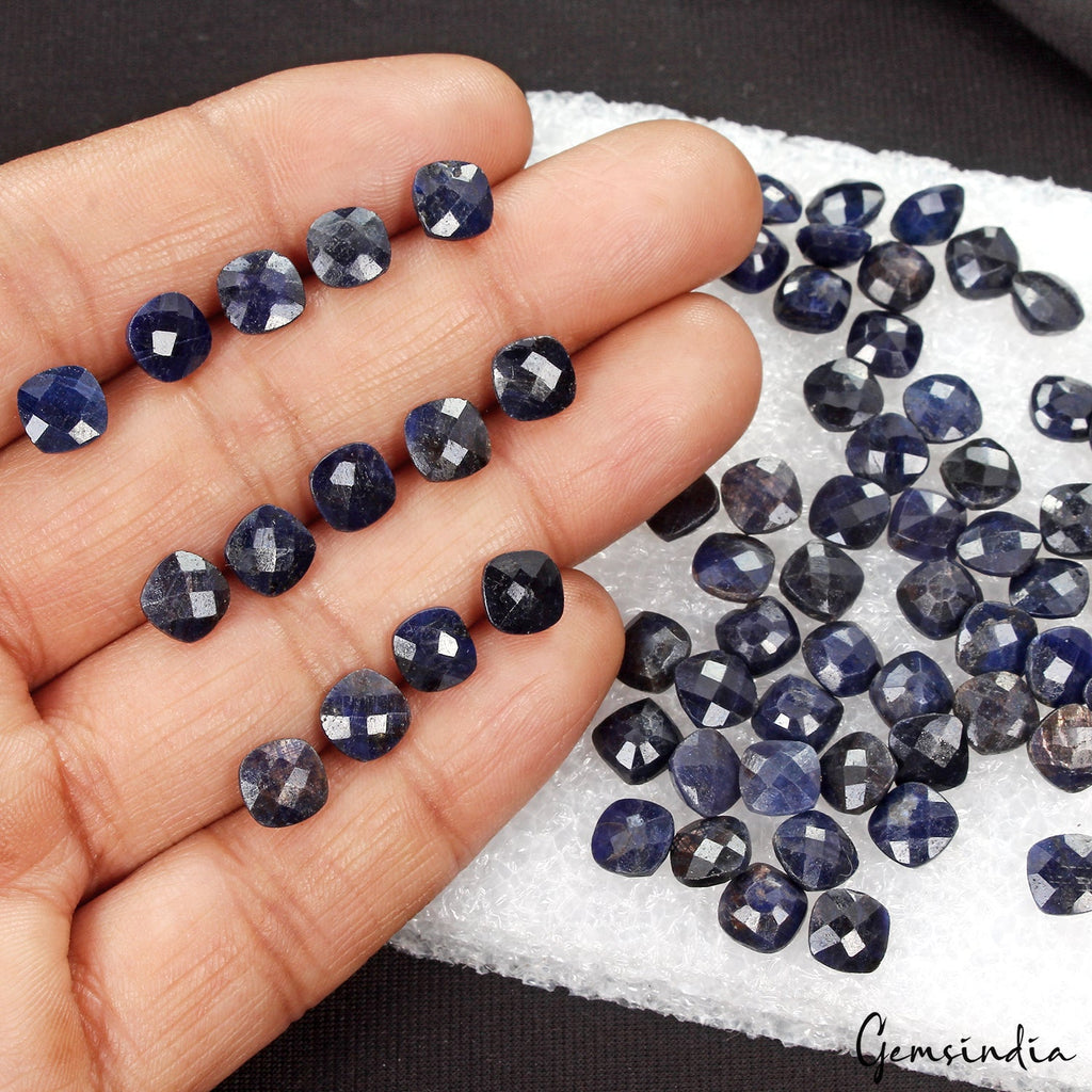 Natural Blue Sapphire Square Cushion Cut Loose Gemstone Lot 73 Pc 7mm/ 153.30 Ct
