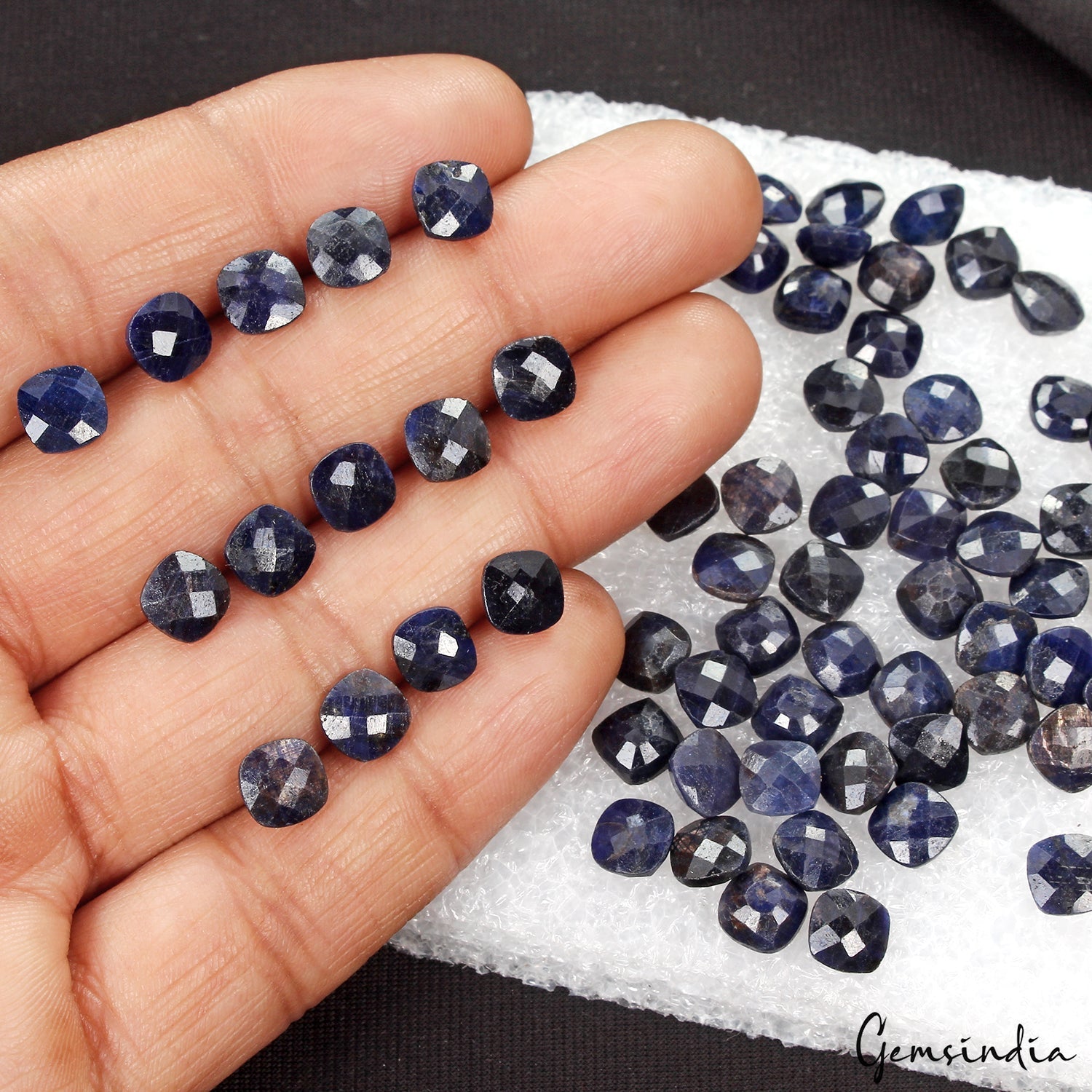 Natural Blue Sapphire Square Cushion Cut Loose Gemstone Lot 73 Pc 7mm/ 153.30 Ct