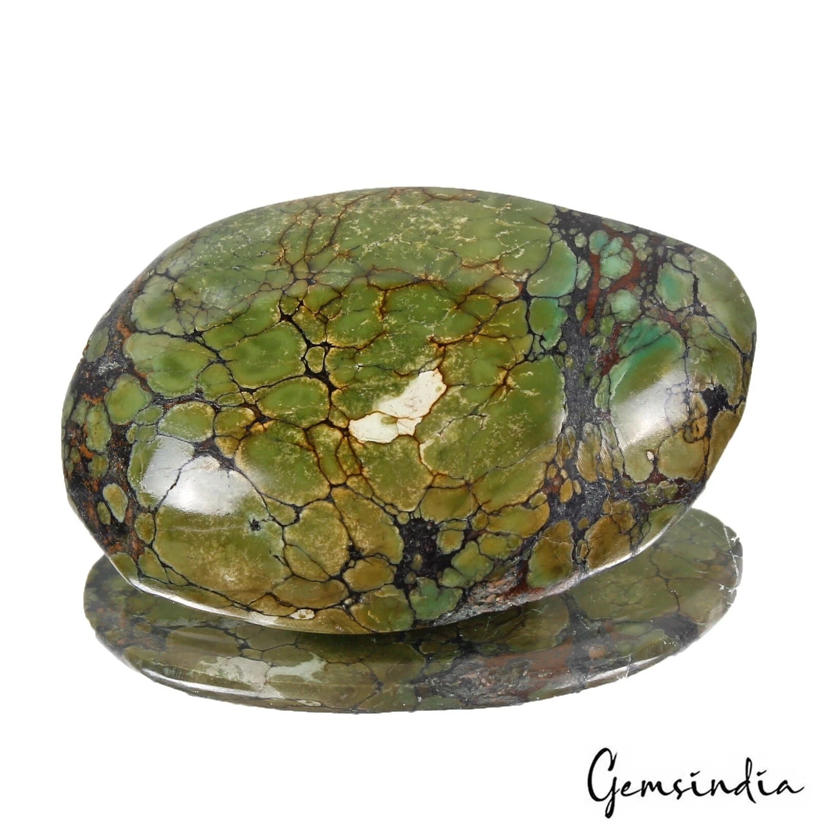 Natural Green Black Spiderweb Oval Cab Arizona Turquoise 56.90 Ct Loose Gemstone
