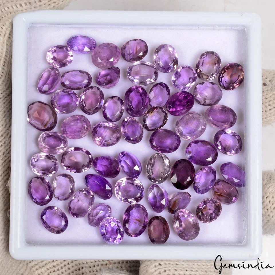 Amethyst Lot, Loose Gemstone, Untreated, Purple — 53 Pieces, 9mm to 12mm, 203.60 Ct, Brazil