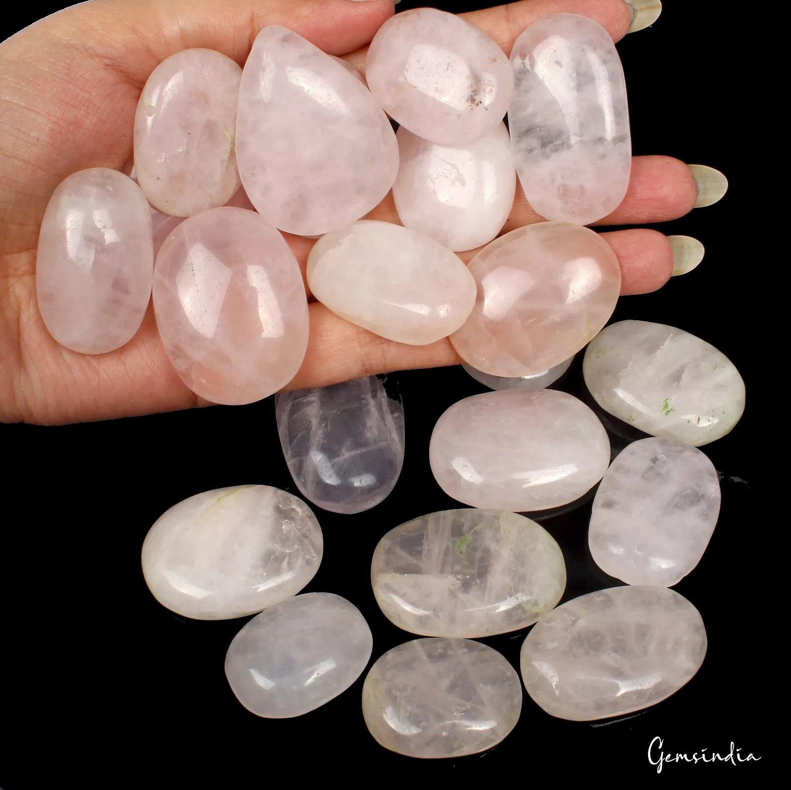 1780 Cts/22 Pcs Natural Untreated Pink Rose Quartz Mix Cab Loose Wholesale Gems