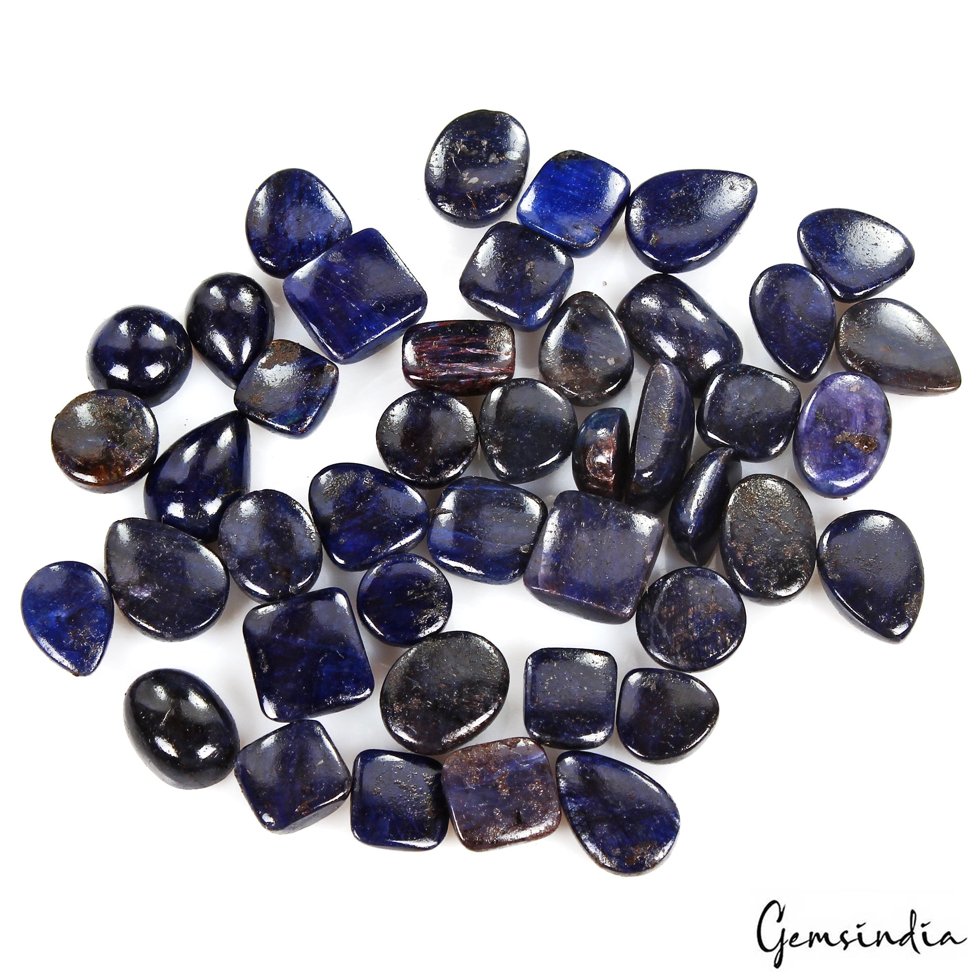 Certified 400 Cts/43 Pcs Natural Blue Sapphire Mixed Cab Loose Gems For Jewelry