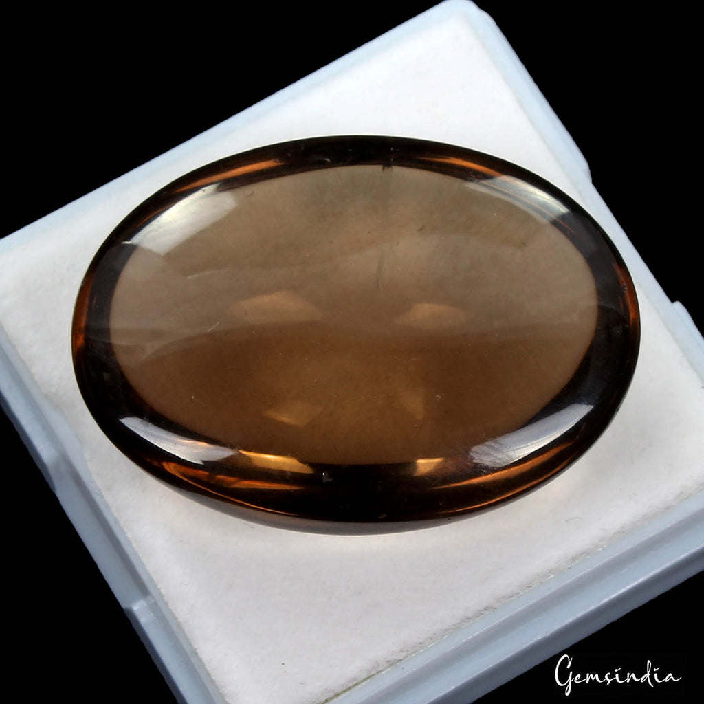 Smoky Quartz Cabochon, Untreated, Brown — 36 x 27 x 14mm, 90.15 Ct