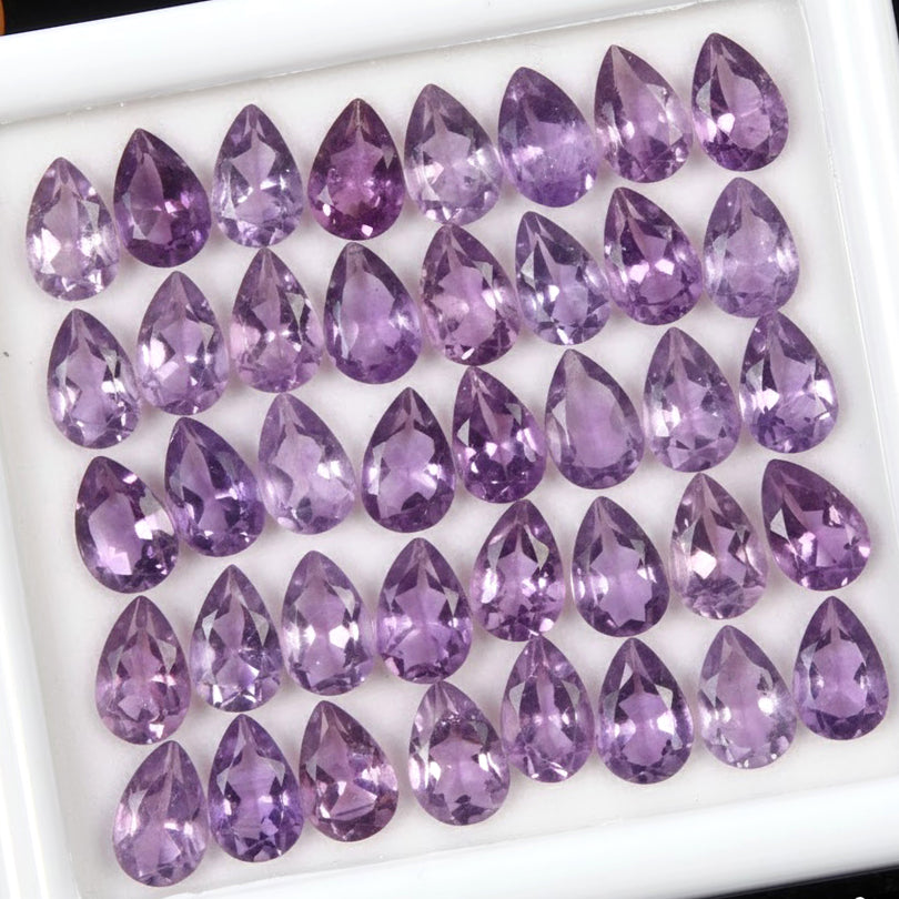 40 Pcs Natural Purple Amethyst Pear Shape 9mmx5mm Calibrated Loose Gemstone Lot