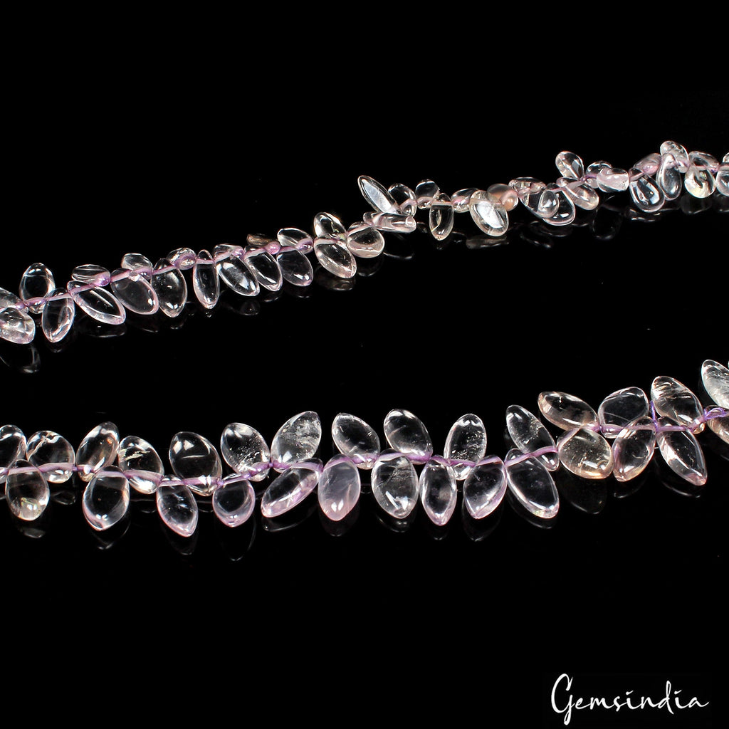 135.50 Ct Natural Untreated White Quartz Marquise Faceted Drill Beaded Strand