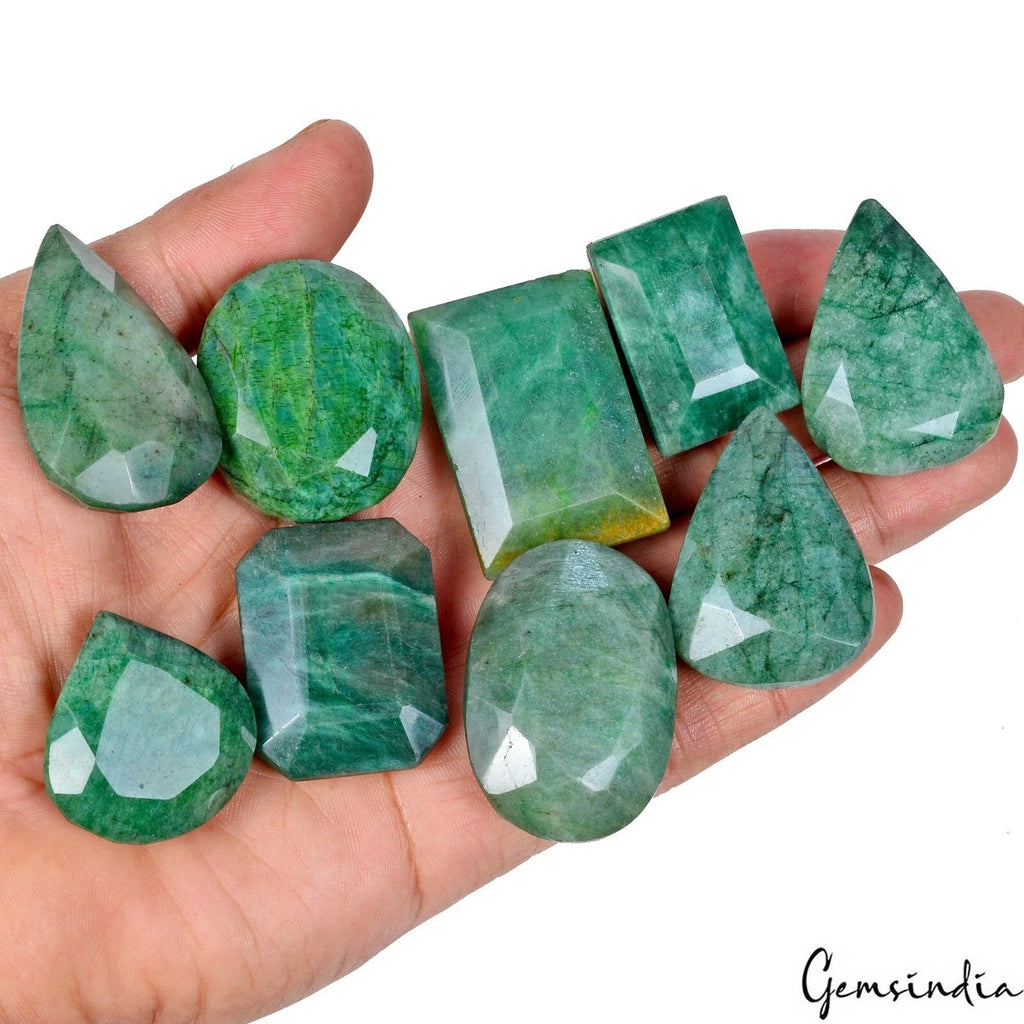 1130 Cts/9 Pcs Natural Brazilian Green Emerald Mix Cut Loose Wholesale Gems Lot