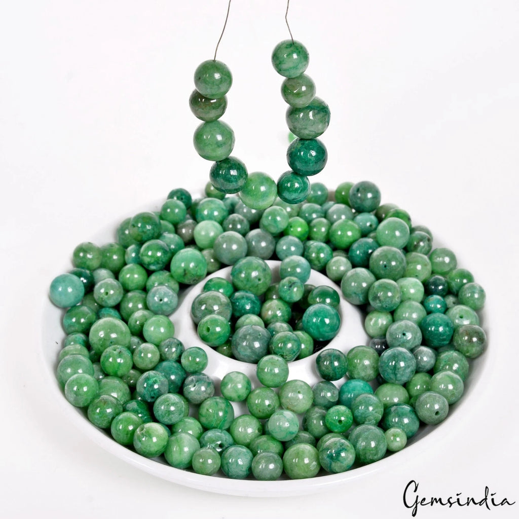 Brazilian Emerald Beaded Strand, Round Cabochon, Color Enhanced — 6mm to 11mm, 1000 Ct, Brazil