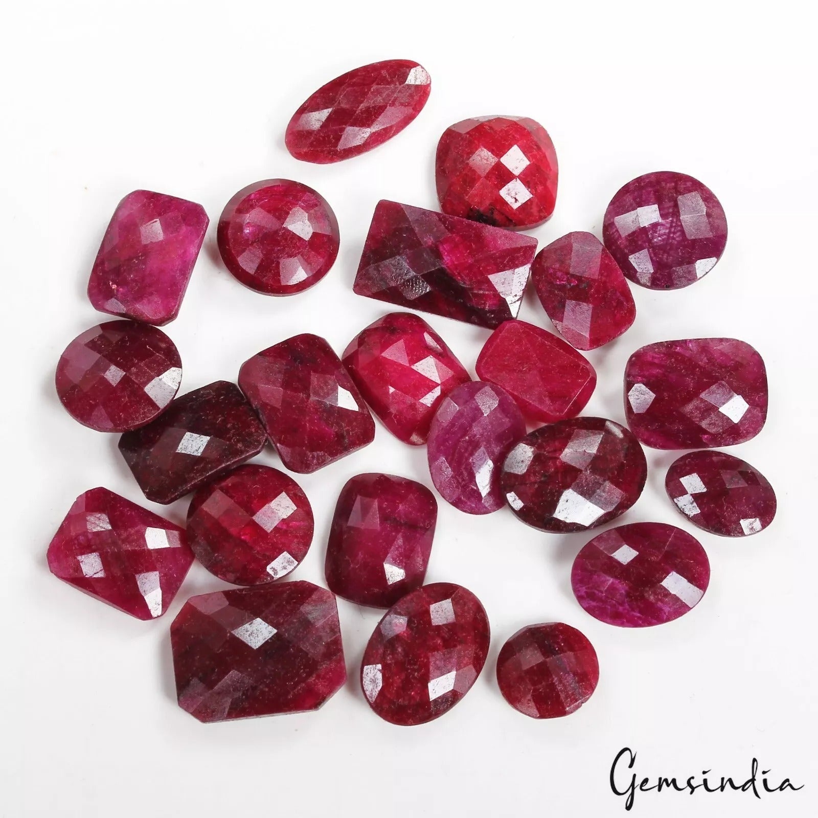 Certified 280 Cts/23 Pcs Natural Red Ruby Mix Checker Cut Loose Gems For Jewelry