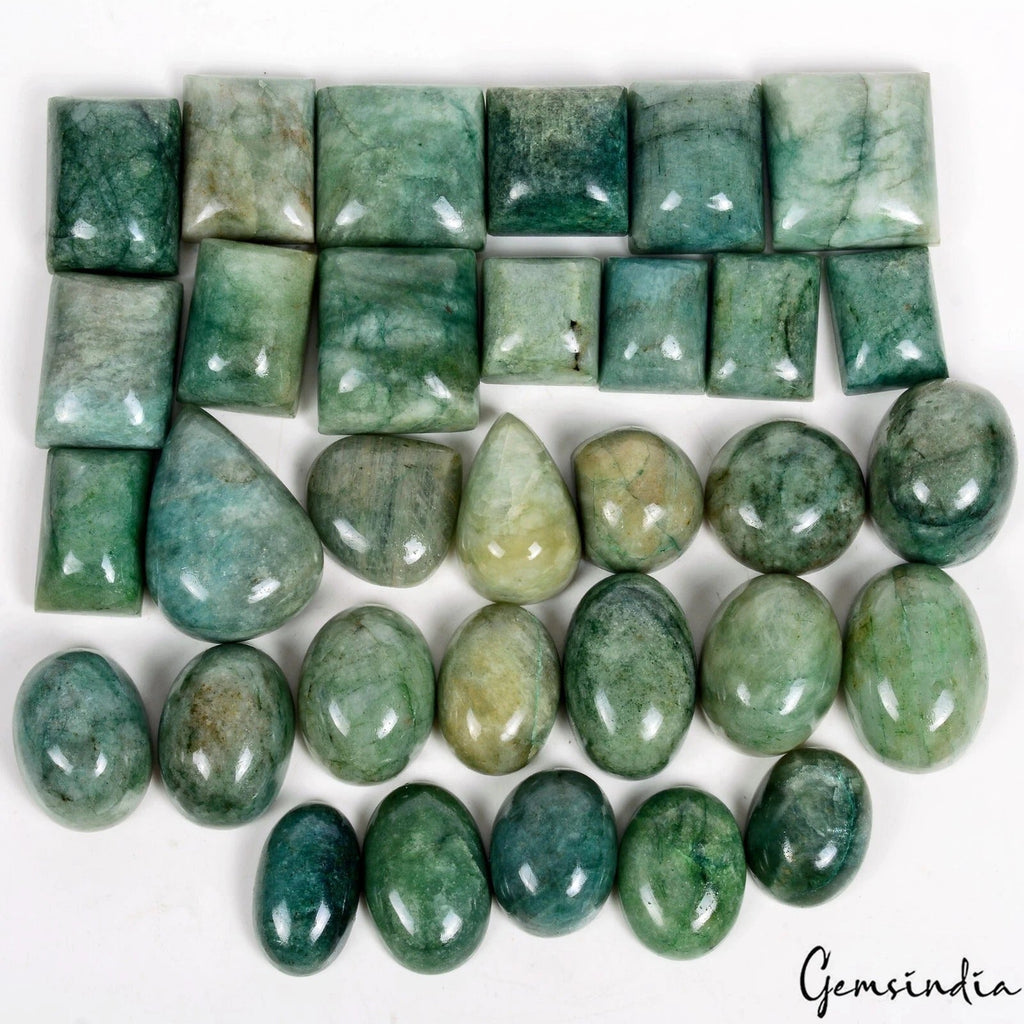 2550 Cts/32 Pcs Natural Brazilian Green Emerald Mix Cab Loose Wholesale Gems Lot