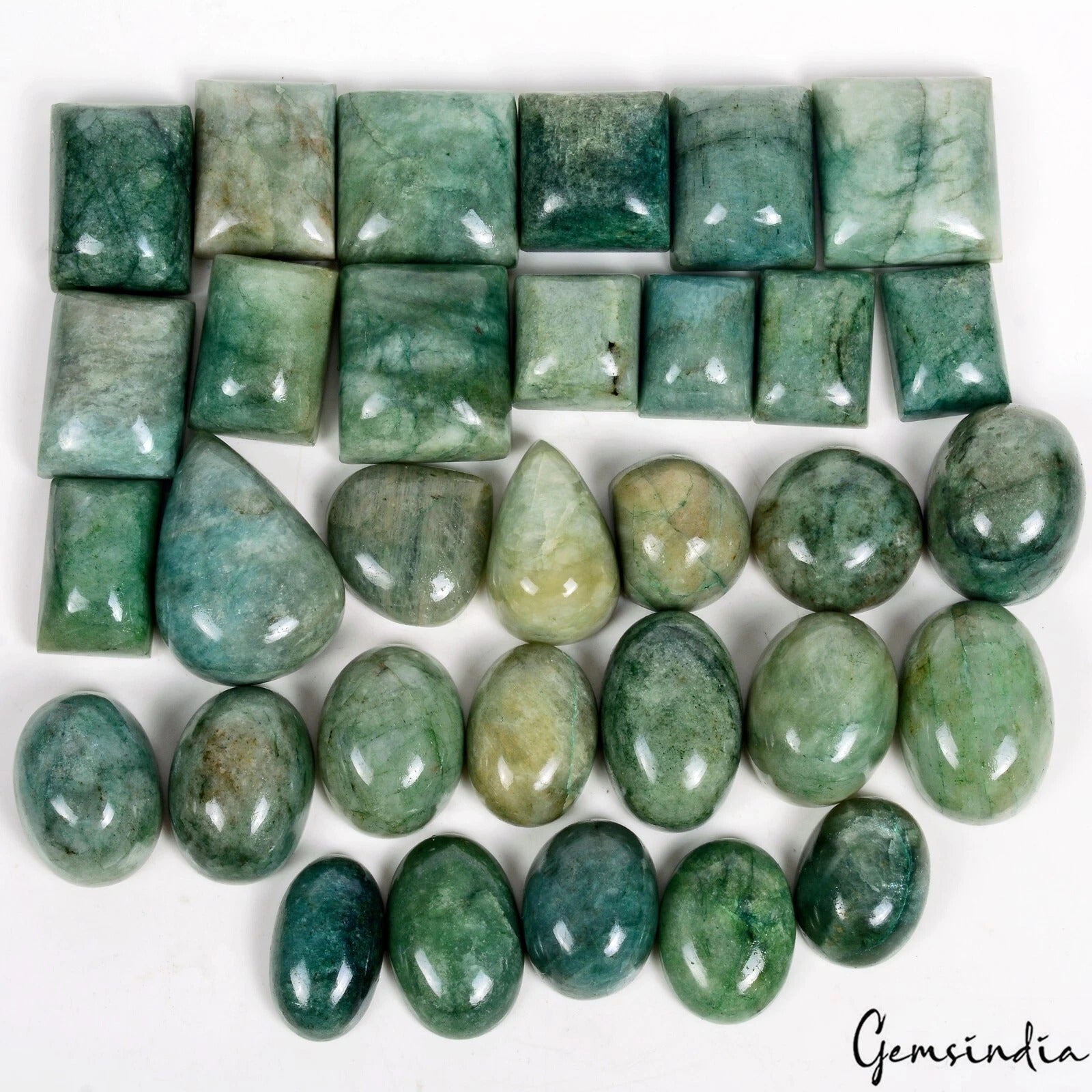2550 Cts/32 Pcs Natural Brazilian Green Emerald Mix Cab Loose Wholesale Gems Lot