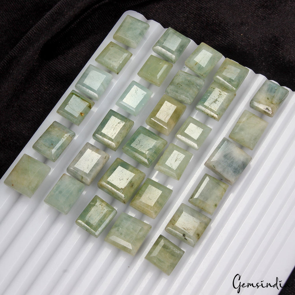 380 Cts/30 Pcs Natural Untreated Green Beryl Aquamarine Mix Cut Loose Gemstones