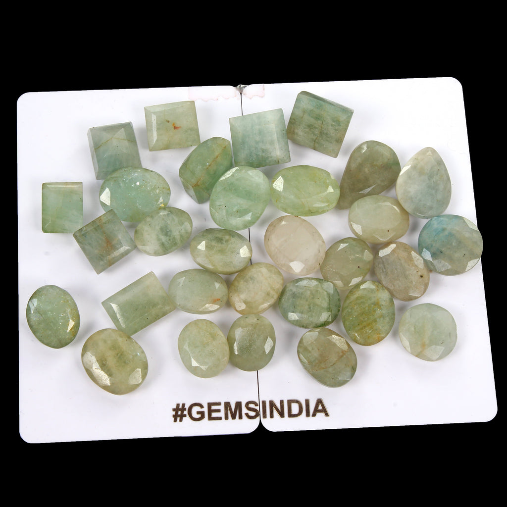 280.00 Ct Natural Blue Green Aquamarine Mix Faceted Cut Loose Wholesale Gems Lot