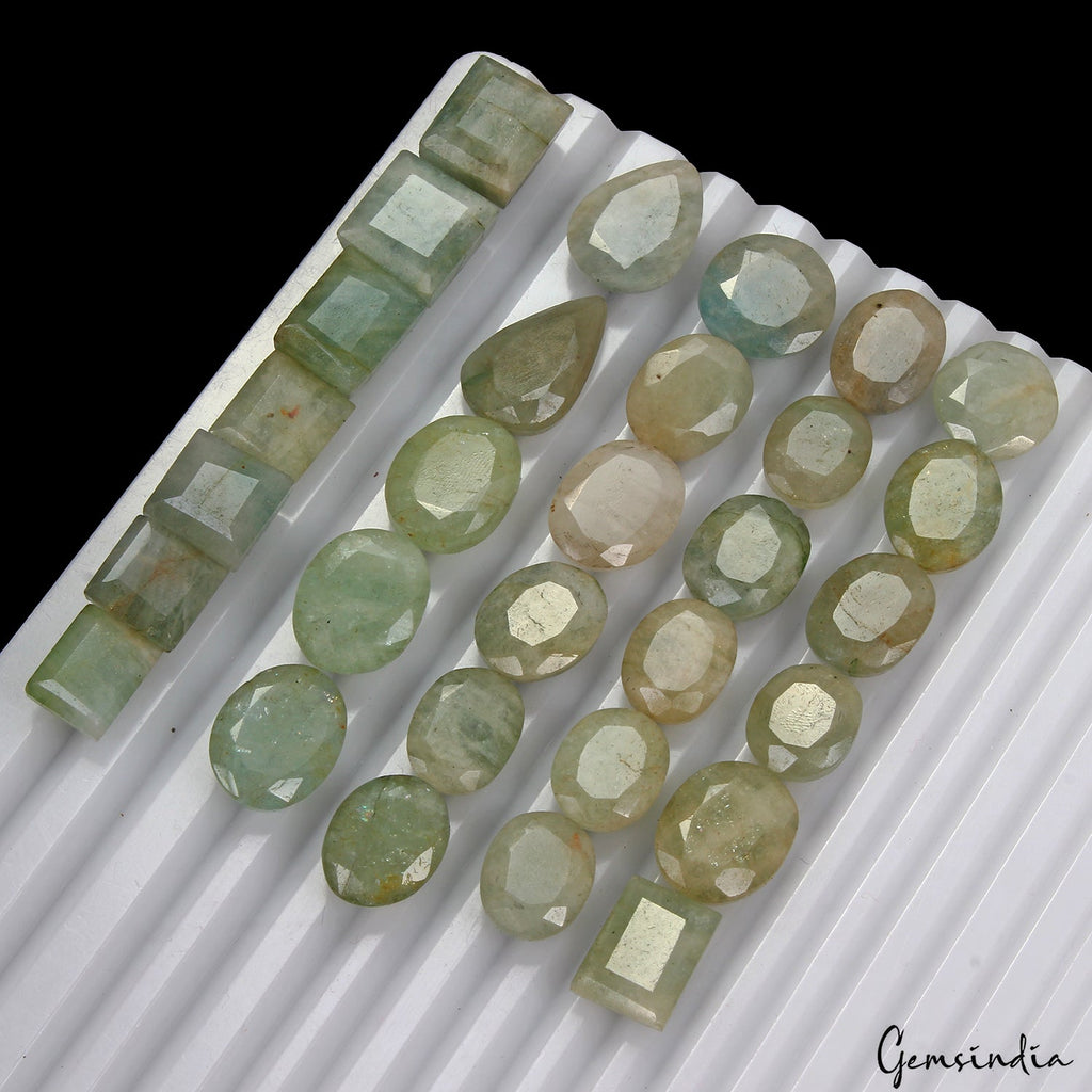 280.00 Ct Natural Blue Green Aquamarine Mix Faceted Cut Loose Wholesale Gems Lot