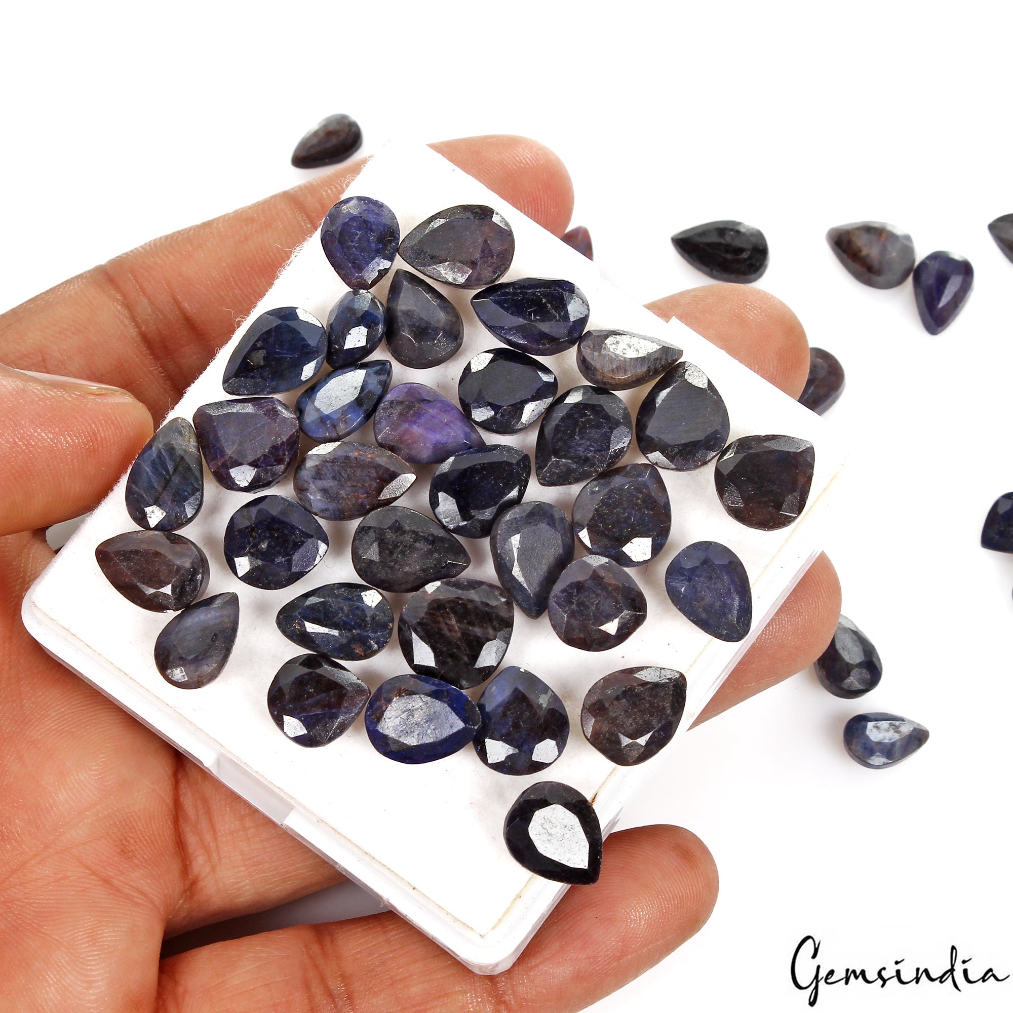 178.50 Ct/46Pc Natural Blue Sapphire Pear Cut Loose 8-12mm Gemstones For Jewelry
