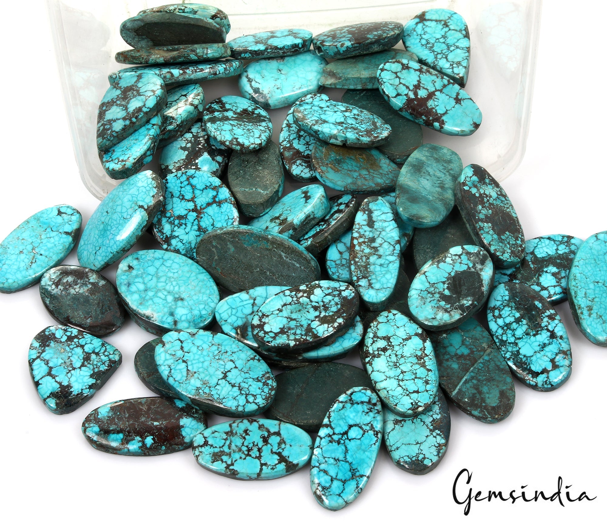 2500 Ct Lot A+ Spiderweb Turquoise Blue Green Pear/Oval Cut Loose Gemstone 55 Pc