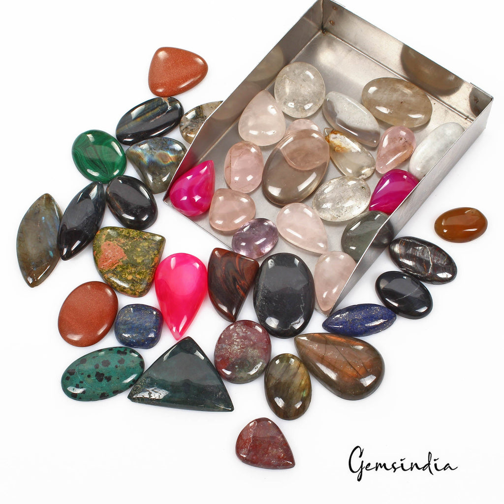 1400 Ct/42Pcs Natural Multi Color Treated & untreated Mix Cab Gems Wholesale Lot