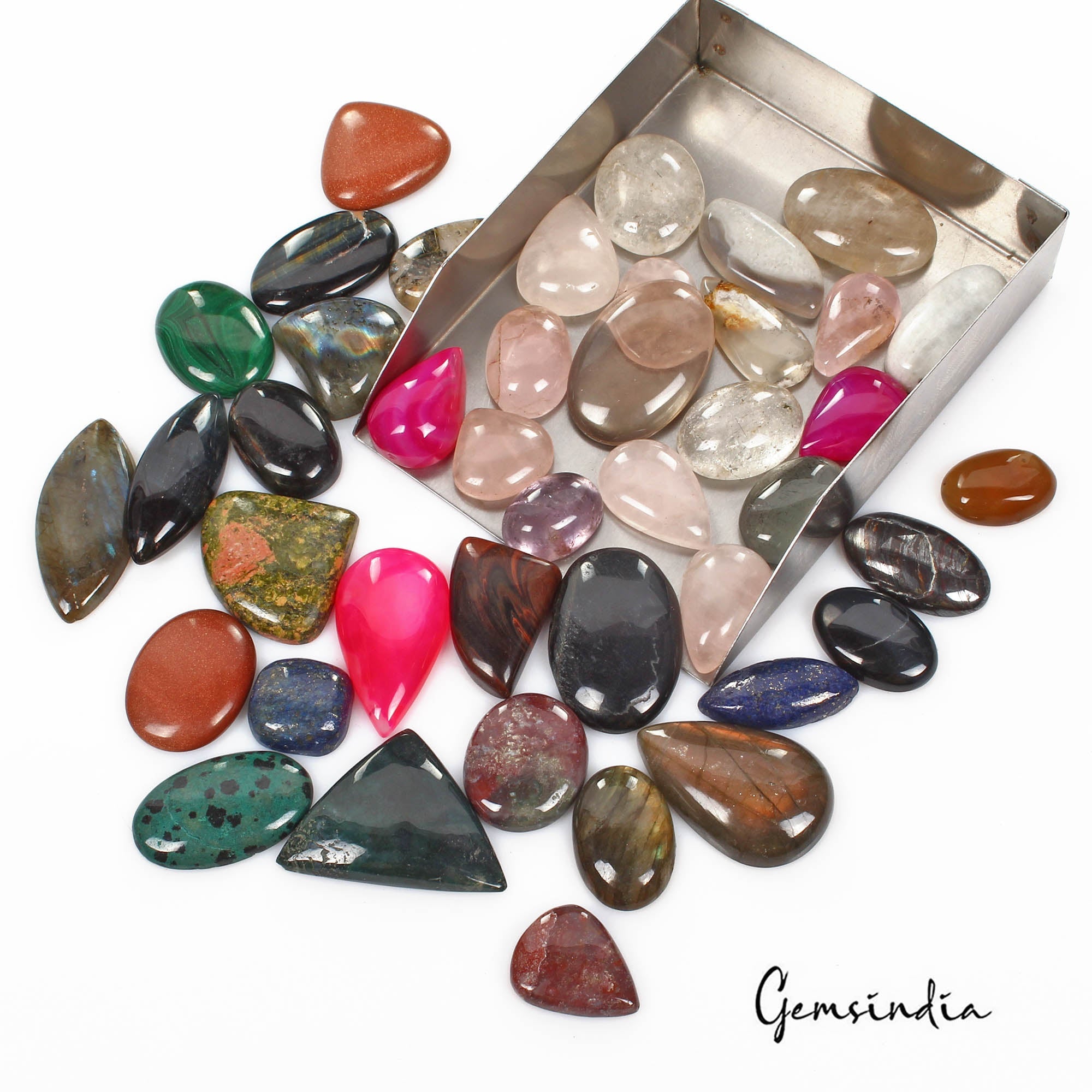 1400 Ct/42Pcs Natural Multi Color Treated & untreated Mix Cab Gems Wholesale Lot