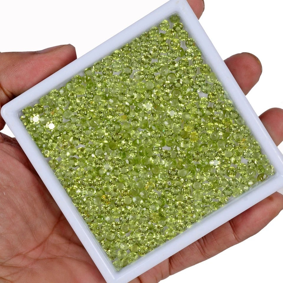Natural Peridot Round Cut 4mm Calibrated Green Gemstones Wholesale Lot 400 Pcs