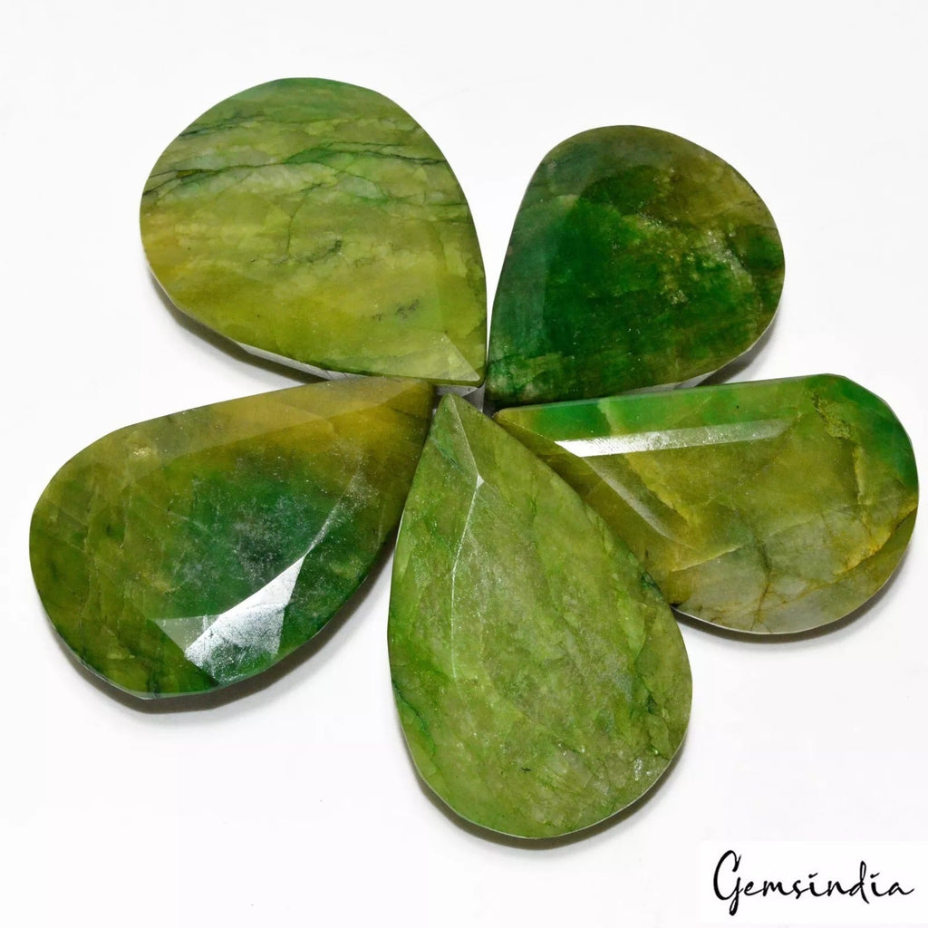2530 Cts/5 Pcs Natural Brazilian Green Emerald Pear Cut Loose Wholesale Gemstone
