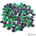 Certified 1500 Ct/84 Pcs Natural Green Emerald Blue Sapphire Oval Cut Loose Gems