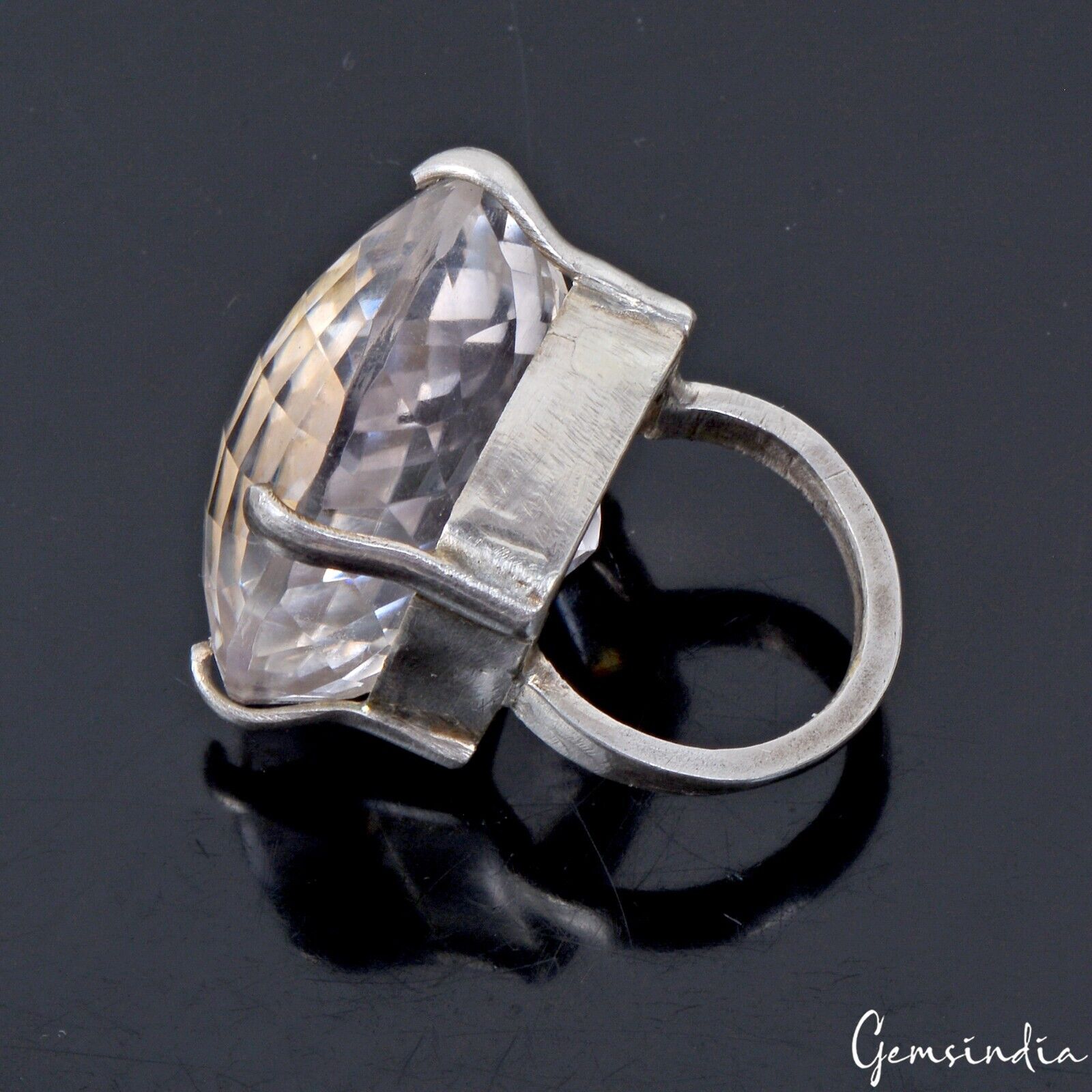 22.20 Gm Natural Amethyst Gemstone Huge 925 Sterling silver Hand made Ring ~7 US