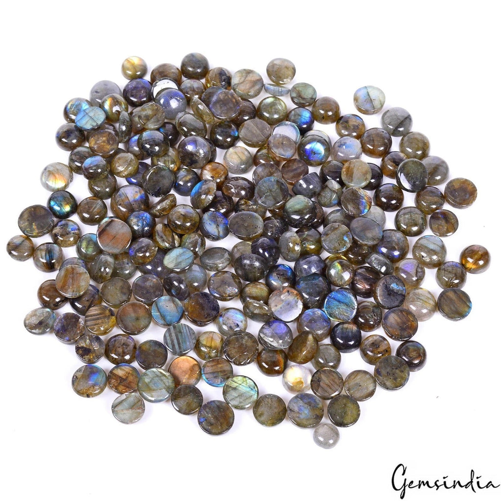 800 Ct/191 Pcs Natural Untreated Multi Shine Labradorite Round Cab Loose Gem Lot