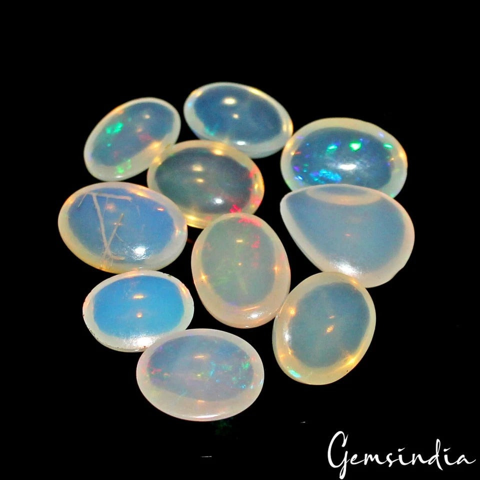 15 Ct Natural Untreated Welo Opal Multi Shine Mix Cabochon Loose Gemstone Lot