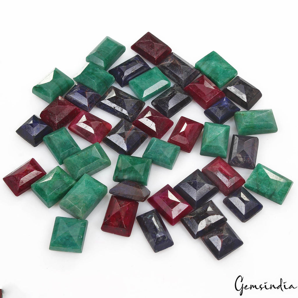 400 Cts/41 Pcs Natural Emerald Sapphire Baguette Cut Loose Gems Lot For Jewelry