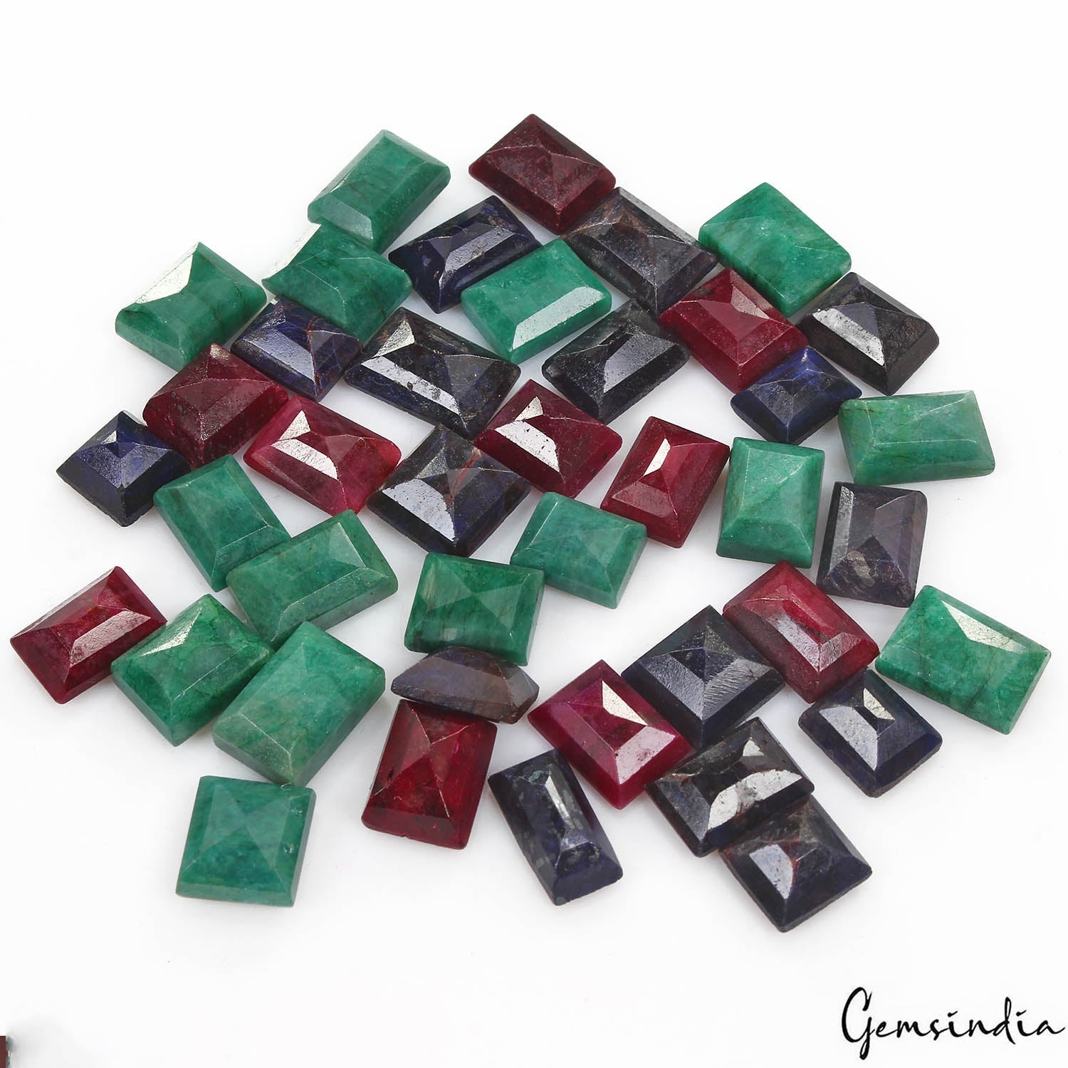 400 Cts/41 Pcs Natural Emerald Sapphire Baguette Cut Loose Gems Lot For Jewelry
