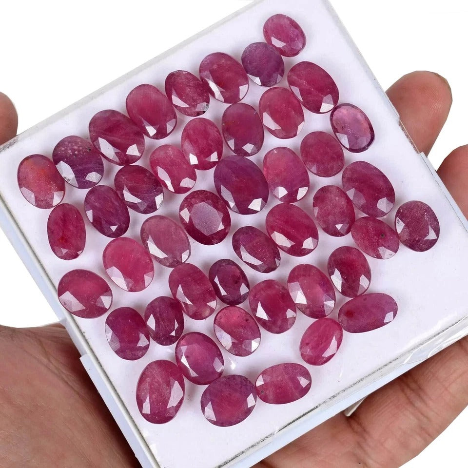 Oval Cut Natural Top Rich Red Pink Ruby Mozambique 44 Pc 250 Ct 11-14mm Gems Lot