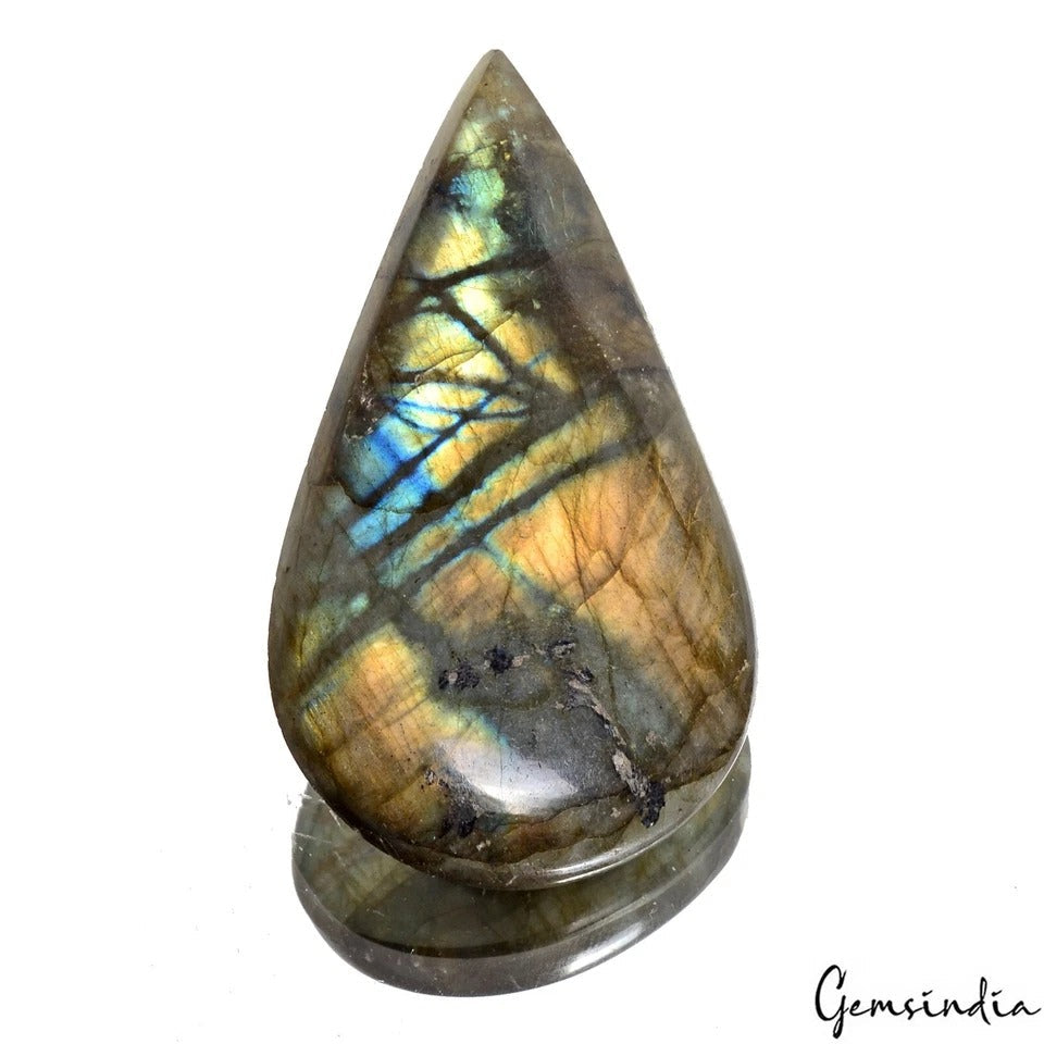 Certified 117.20 Ct Natural Untreated Multi Color Shine Labradorite Pear Cab Gem