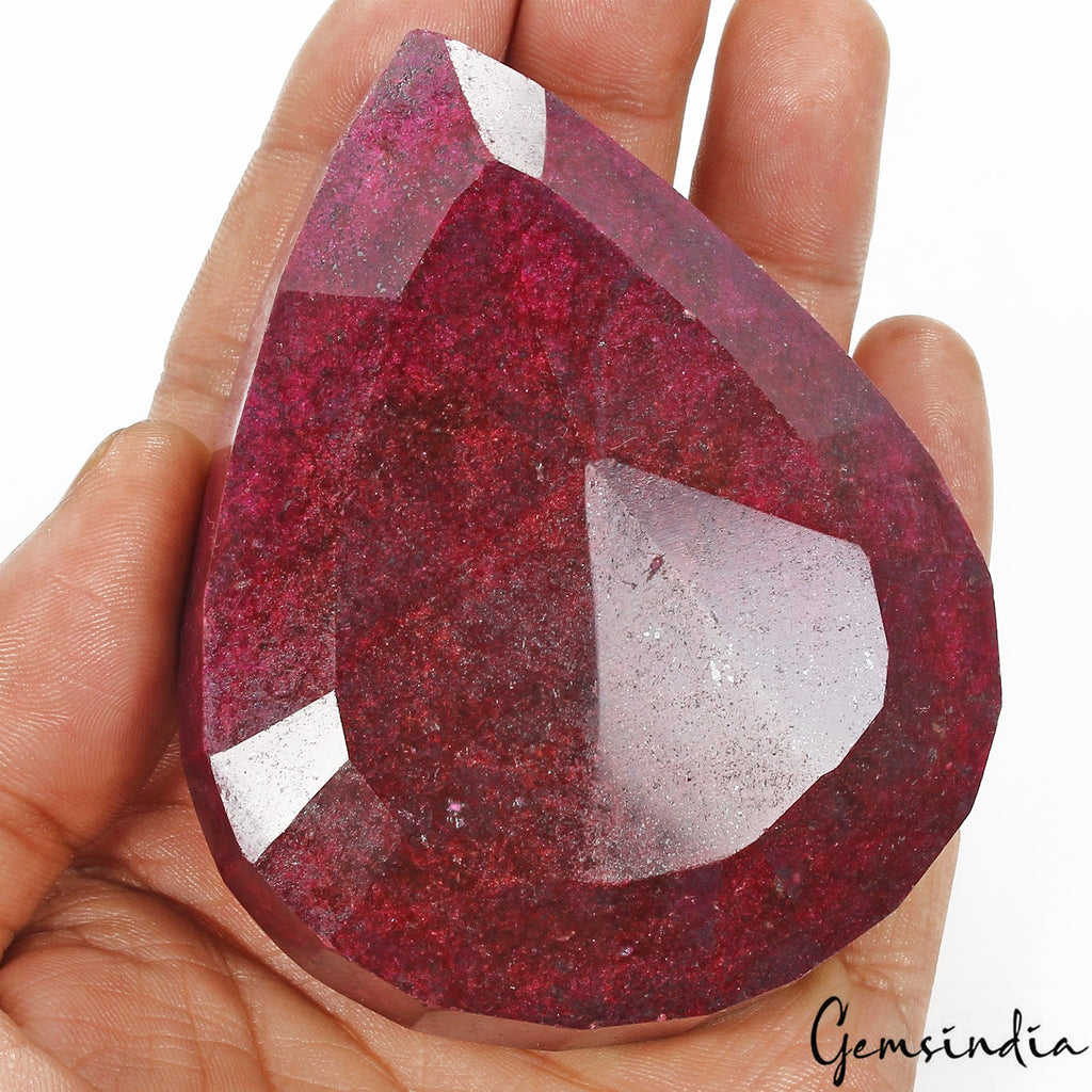 Certified 1750 Cts Natural Dark Red Ruby Pear Faceted Huge Loose Museum Size Gem