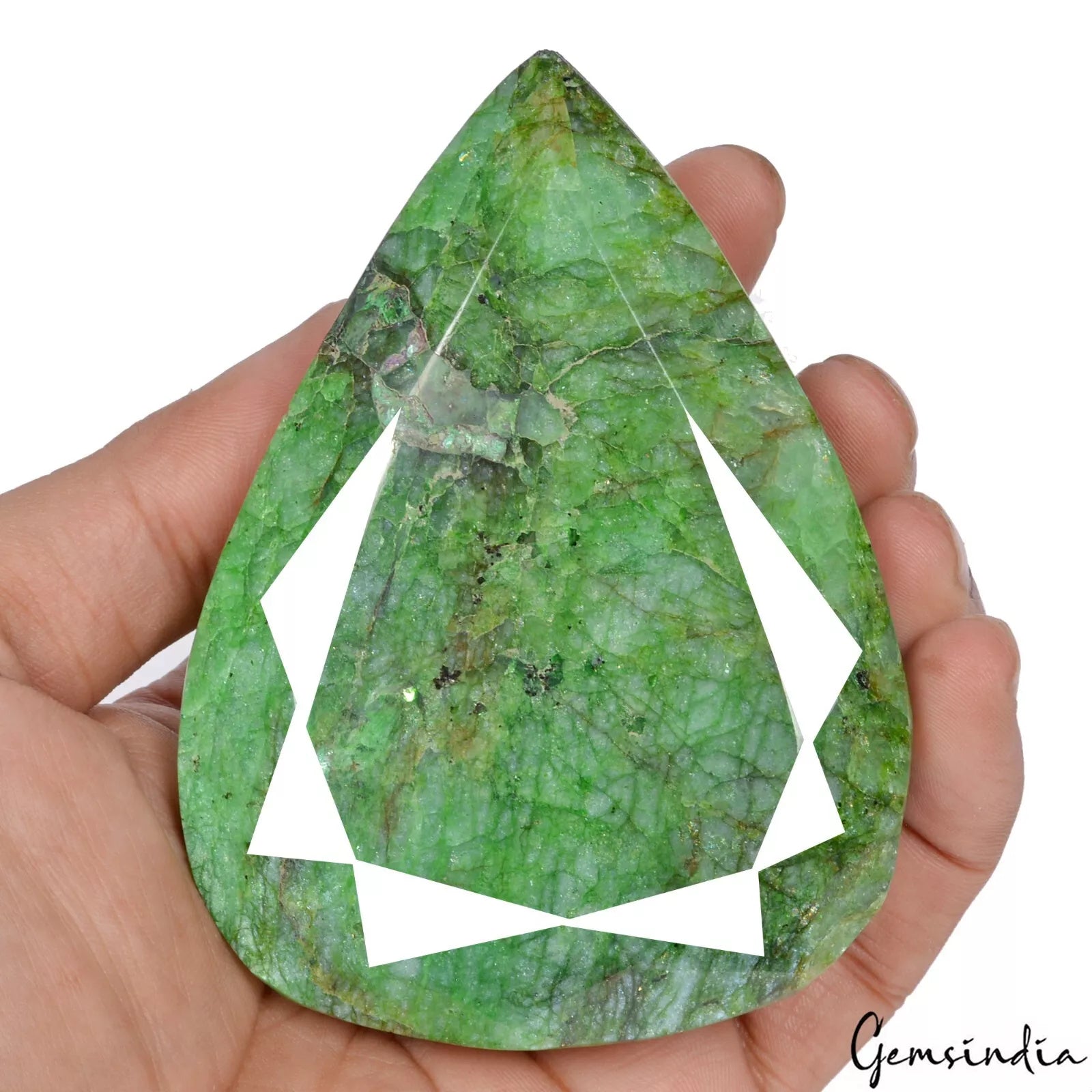 1850 Ct Natural Green Emerald Pear Faceted Huge Earth Mined Gemstone From Brazil