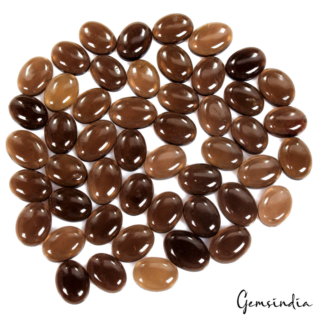 35 Pcs Natural Smoky Quartz 15-18mm Oval Cabochon Loose Wholesale Gemstones Lot