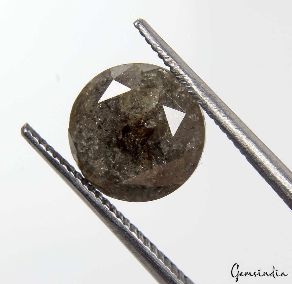 3.22 CT 100% Natural Loose Salt And Pepper Diamond, Round Brilliant Cut Diamond