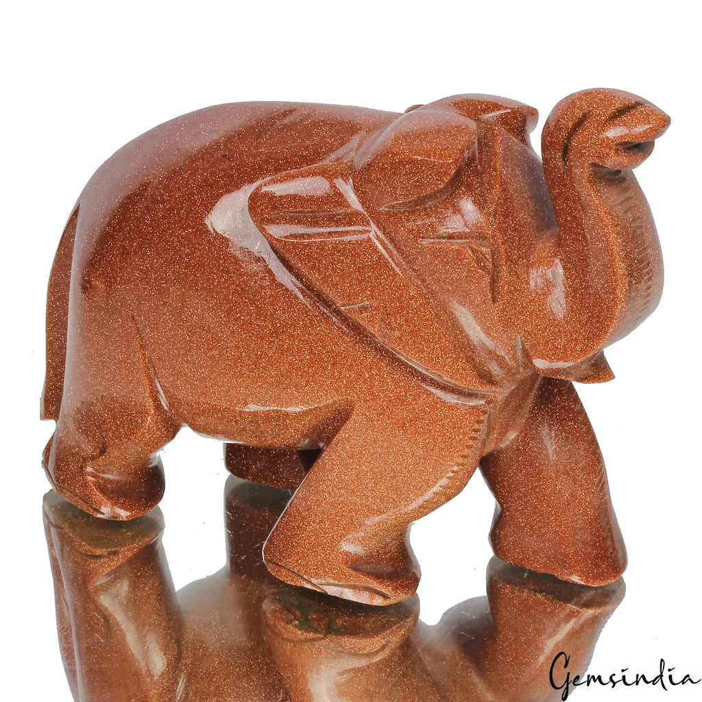 2780Ct Natural Brown Sunstone Trunk up Elephant Hand Crafted/Home Decor Gemstone