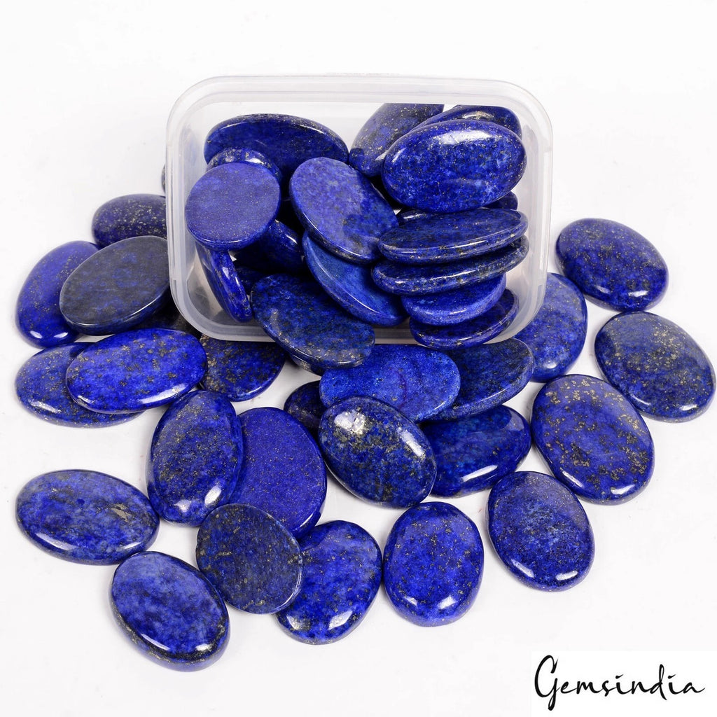 Lapis Lazuli Lot, Cabochon, Color Enhanced, Blue — 50 Pieces, 27mm to 38mm, 2500 Ct, Afghanistan