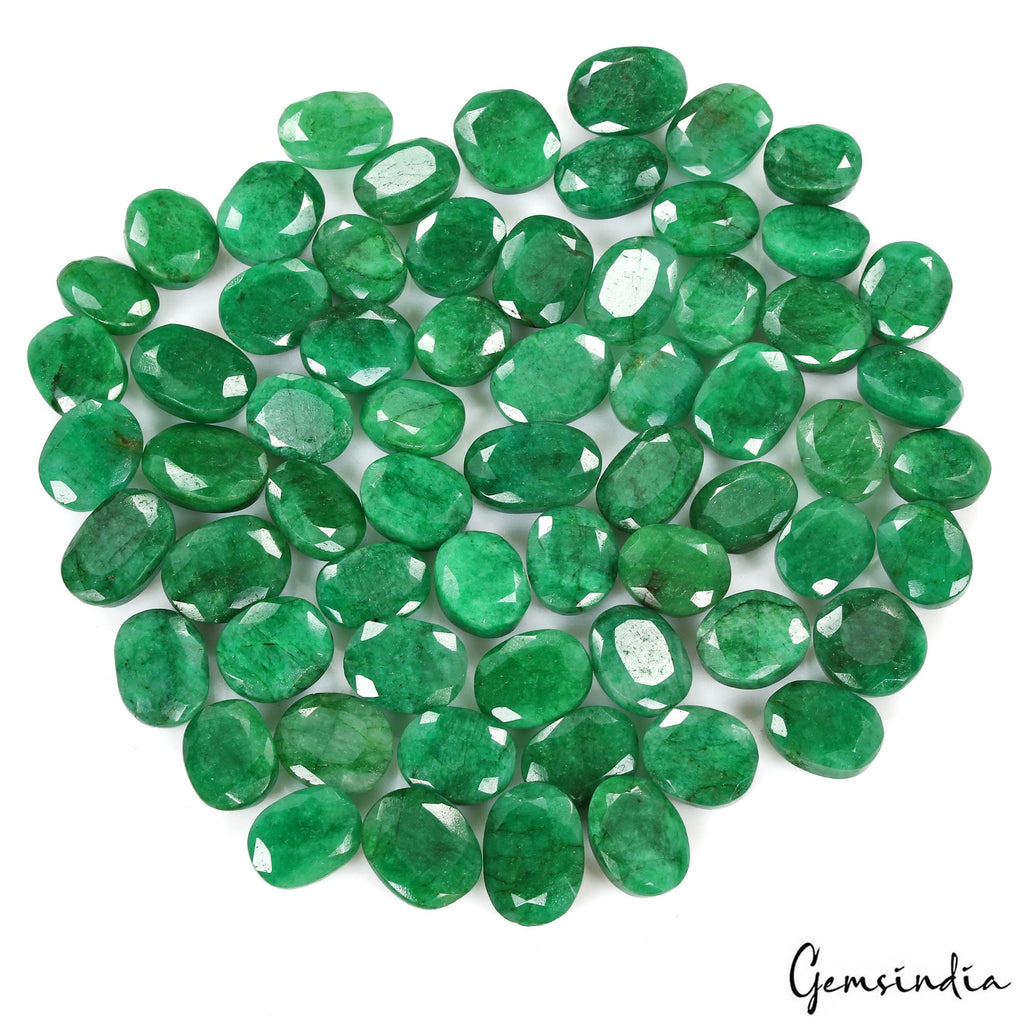 1000 Ct/64 Pcs Natural Brazilian Dark Green Emerald Oval Cut Gem Lot For Jewelry
