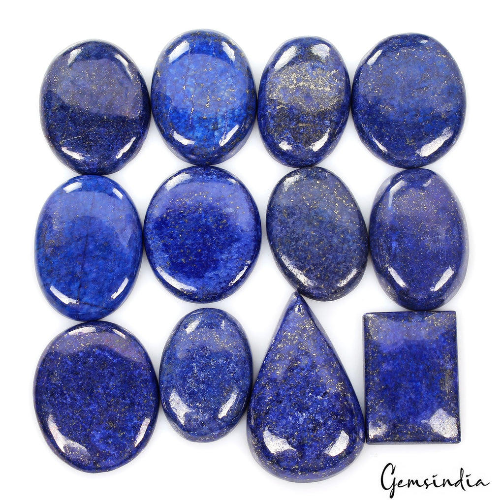 740 Cts/12 Pcs Natural Blue Lapis Lazuli Gold Flecks Mix Loose Wholesale Gems