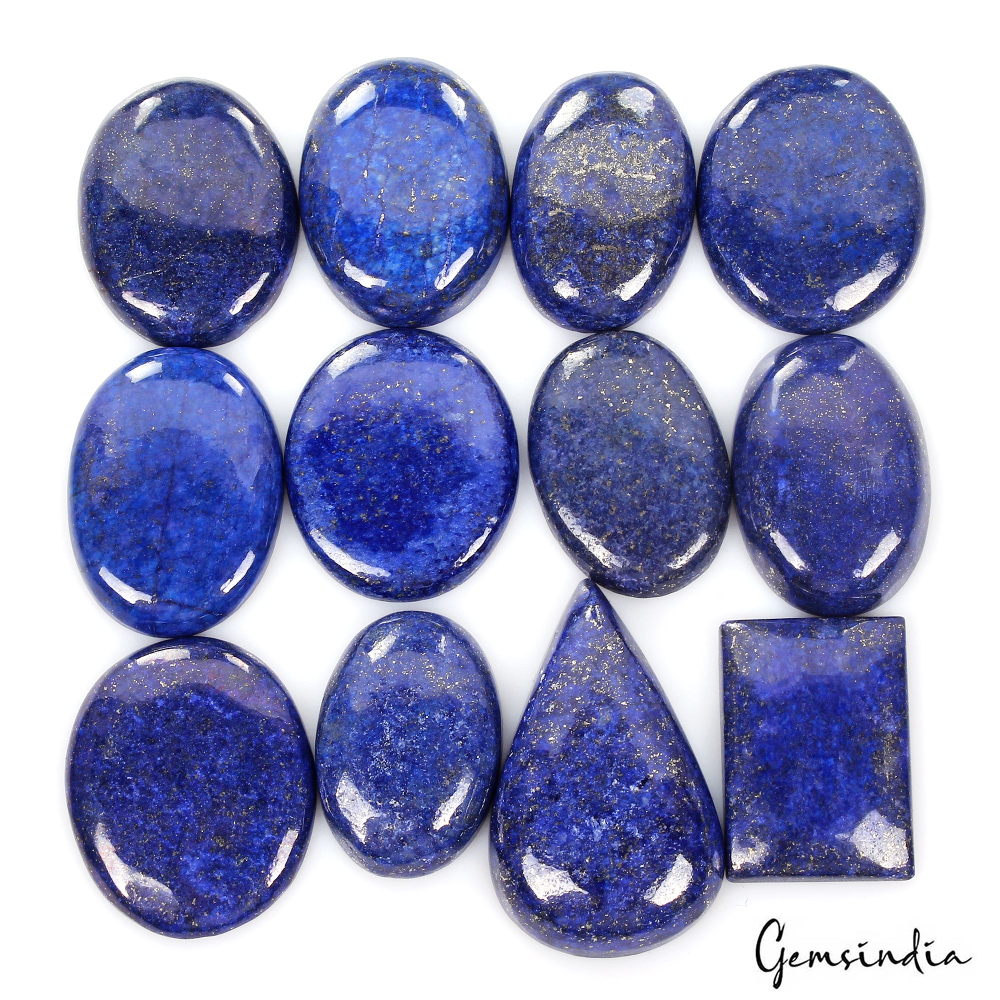 Lapis Lazuli Lot, Loose Gemstone, Blue — 12 Pieces, 32mm to 46mm, 740 Ct, Afghanistan