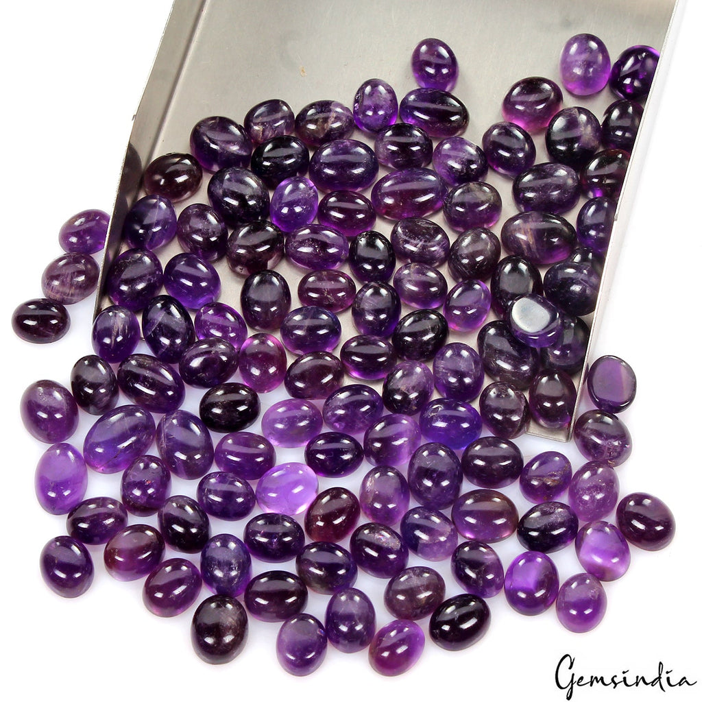500 Cts Natural Purple Amethyst Oval Cabochon Loose Polished 9mm-14mm Gemstones
