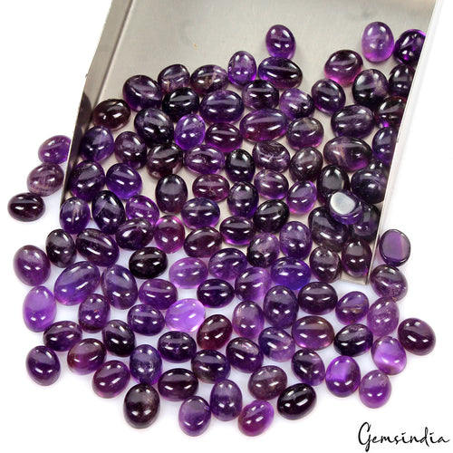 Amethyst Lot, Cabochon, Untreated, Purple — 110 Pieces, 9mm to 14mm, 500 Ct, Madagascar