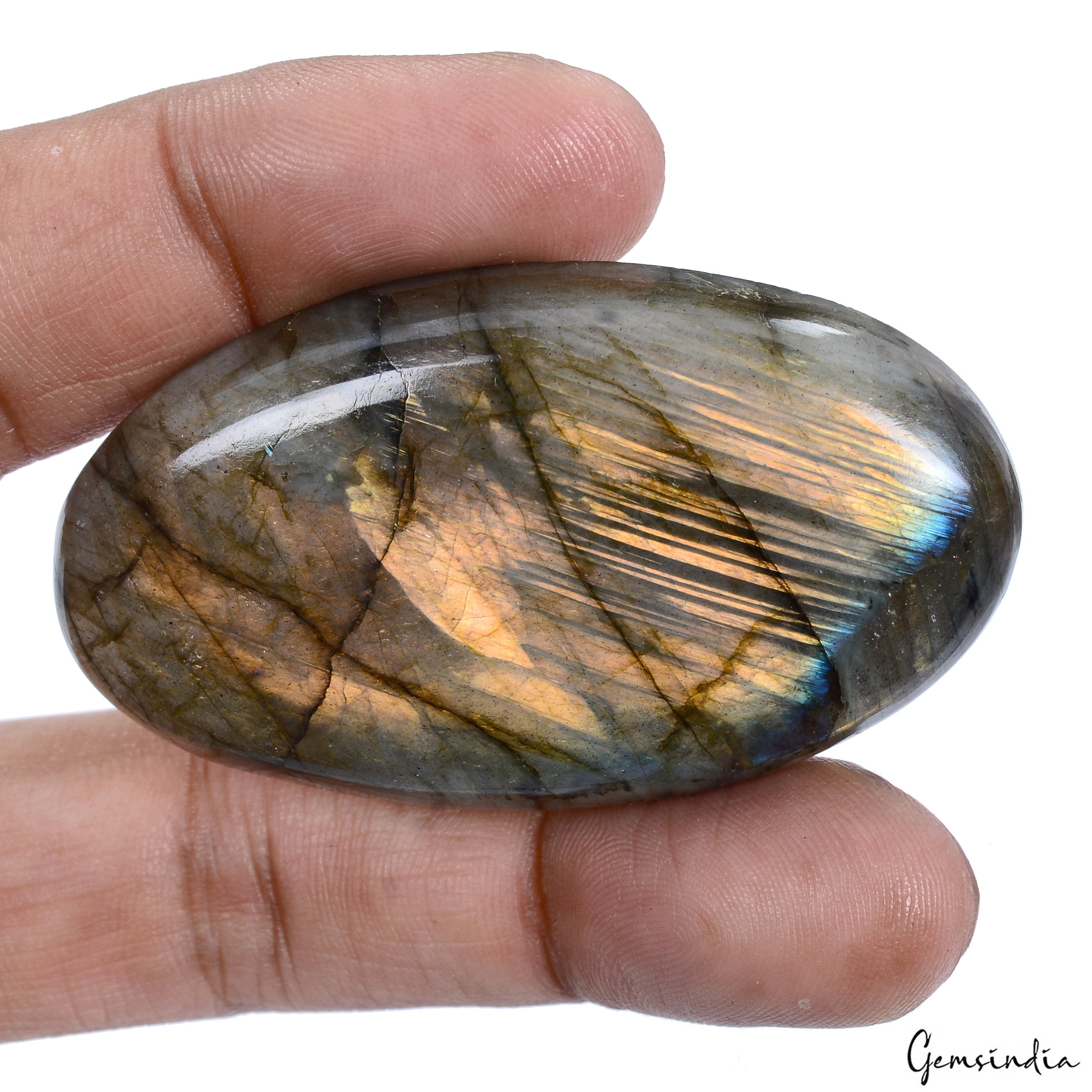 193 Ct Natural Untreated Peach Shine Labradorite Oval Cab Loose Gem For Pendant