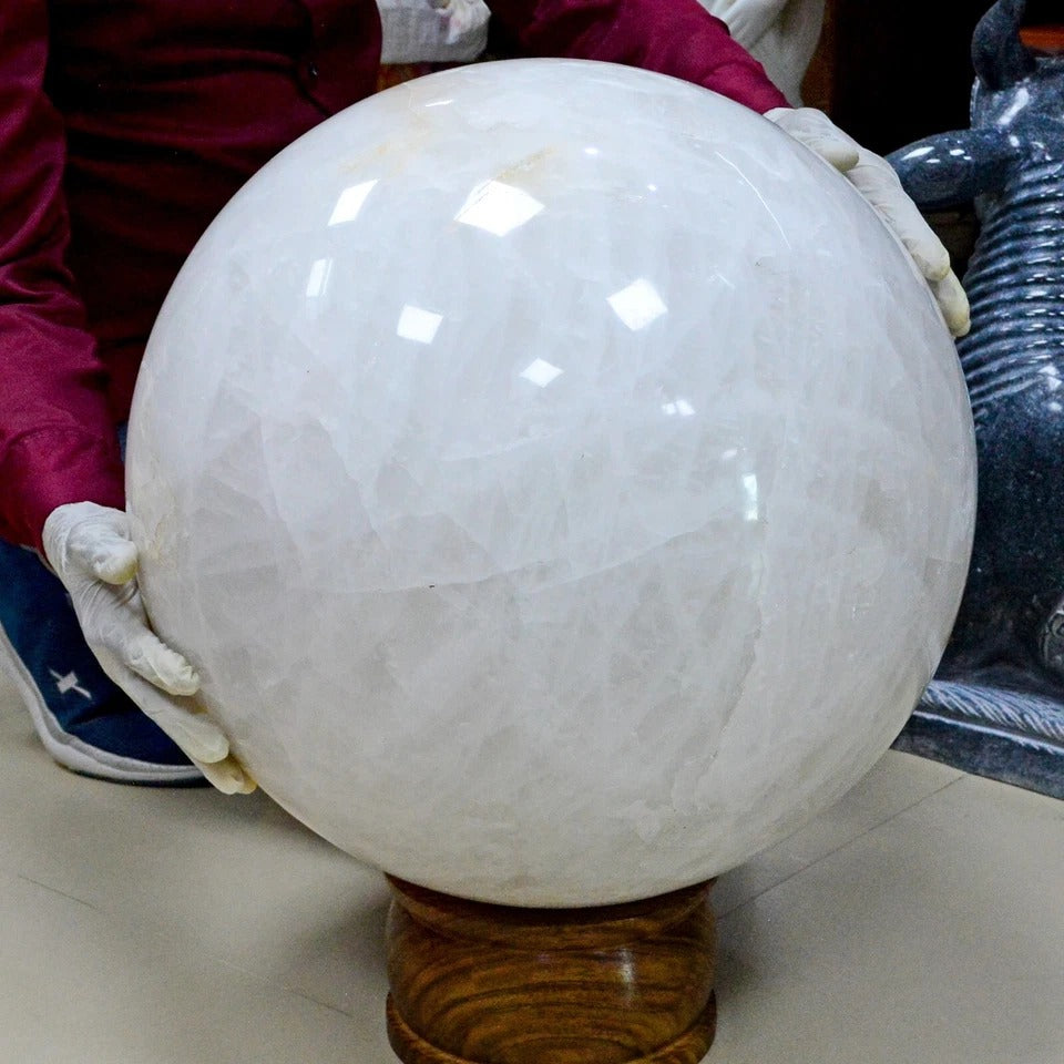 220LBs Large Natural White Clear Quartz Huge Crystal Sphere Ball Healing~16 Inch