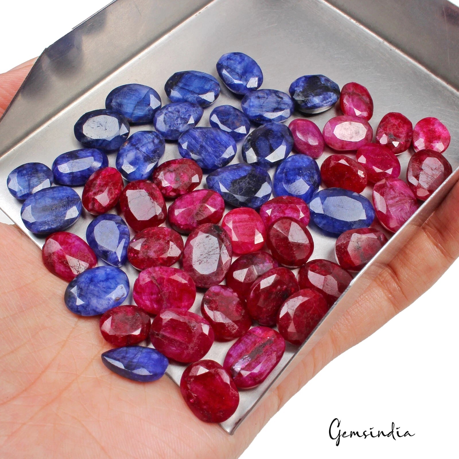 290 Ct Natural Blue Pink Beryl Mix Faceted Loose 11mm-16mm Gemstones Lot~ 51 Pcs