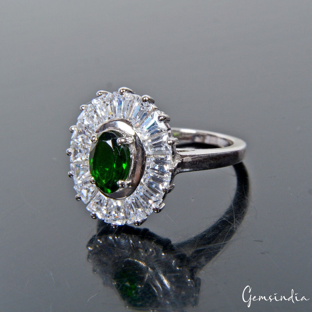 4.76 Gram Natural Chrome Diopside Zirconia Gem 925 Sterling Silver Ring 6.5 US