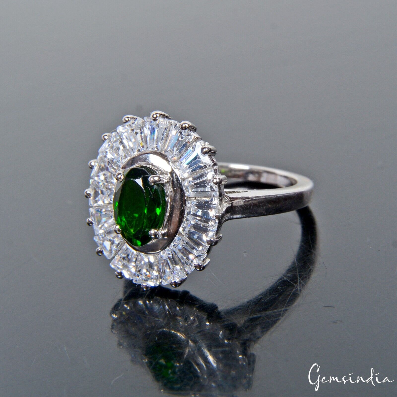 4.76 Gram Natural Chrome Diopside Zirconia Gem 925 Sterling Silver Ring 6.5 US