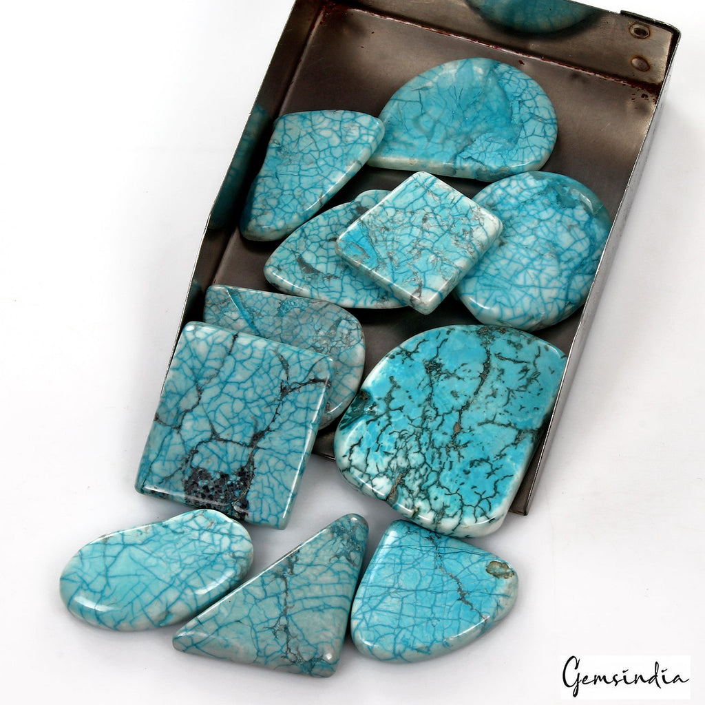 610 Ct Natural Blue Spiderweb Turquoise Mix Arizona Loose Gemstone Lot 11 Pcs